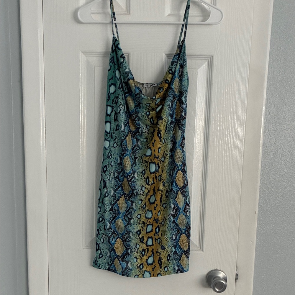 Fashion Nova Multicolor Snake Print Dress